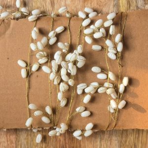 Handcrafted White Bead String with Gold Wire